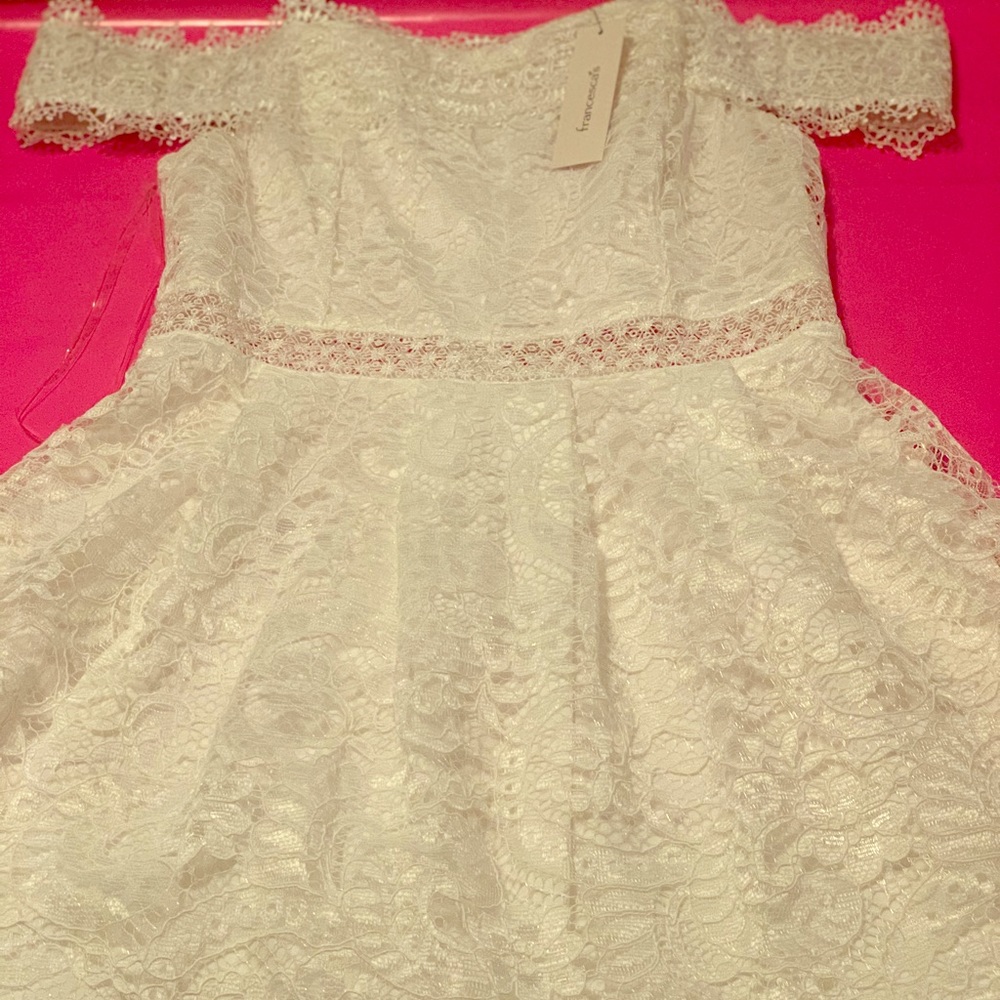 Francesca’s White Off Shoulder Skater Dress